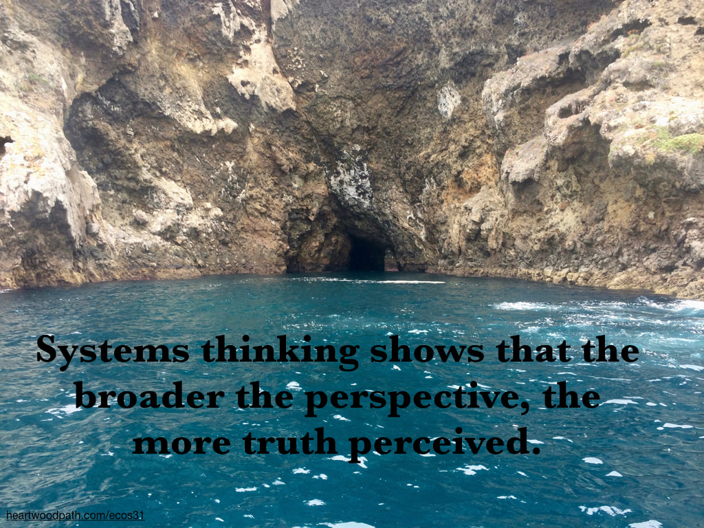 Picture sea cave cliffs ocean quote Systems thinking shows that the broader the perspective, the more truth perceived
